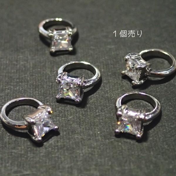 4846-ジルコニア　ドールリング（小）　クリア　スクエア　外径８．５mm　１個 | 