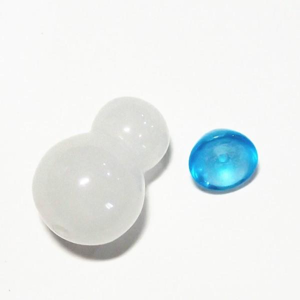 4850-《天然石いろいろ》　青い帽子の雪だるま　約２２ｘ１５mm　１個 |  | 01