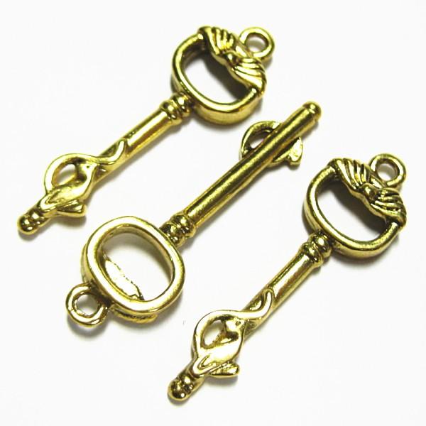 4856-《メタルチャーム・パーツ》　鍵　金古美　３６ｘ１１mm　１０個/１セット | 