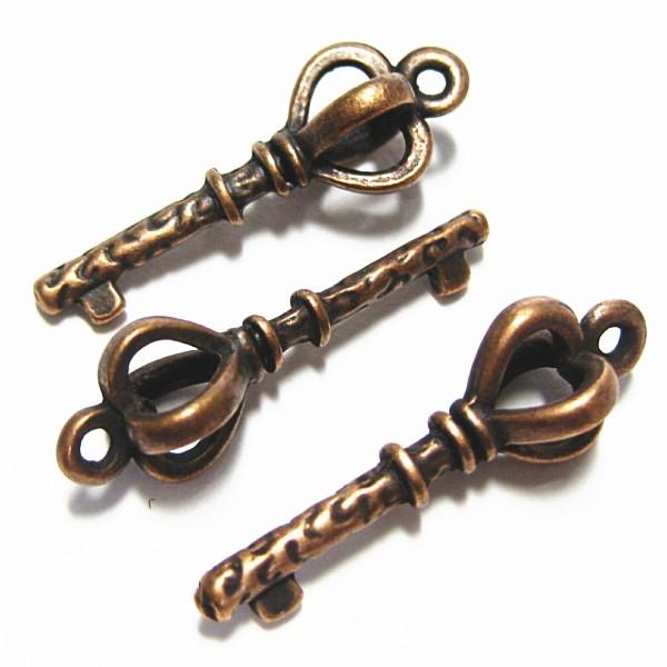 4892-《メタルチャーム・パーツ》　鍵　銅古美　２６ｘ９mm　１０個/１セット | 