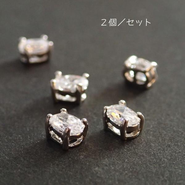 4936-ジルコニア　パーツ　オーバル　クリア　シルバー　６ｘ４mm　２個/１セット |  | 01