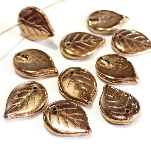 5003-CZLF　チェコ葉っぱビーズ　ブロンズ　18ｘ13mm　10個/１パック | 