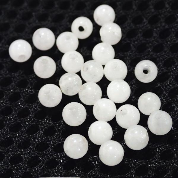 5042-《５０円均一》　天然石　丸玉　４mm　ホワイトジェイド（処分品）２５個/１パック | 