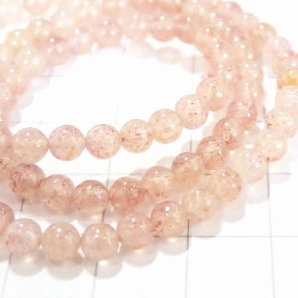 5045-《天然石　1連売り》　草苺石　丸玉４mm　１本約３８cm |  | 01