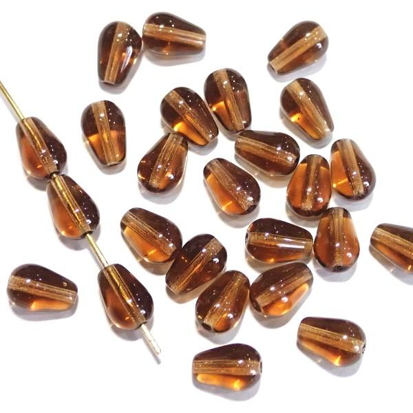 5059-【チェコ涙たてホール】 スモーキートパーズ　９ｘ６ｍｍ　２５個/１パック | 