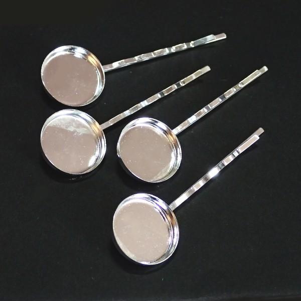5069-【ヘアーパーツ】　ヘアピン　ホワイトシルバー　長さ62mm　皿内径18mm　４個/１セット | 