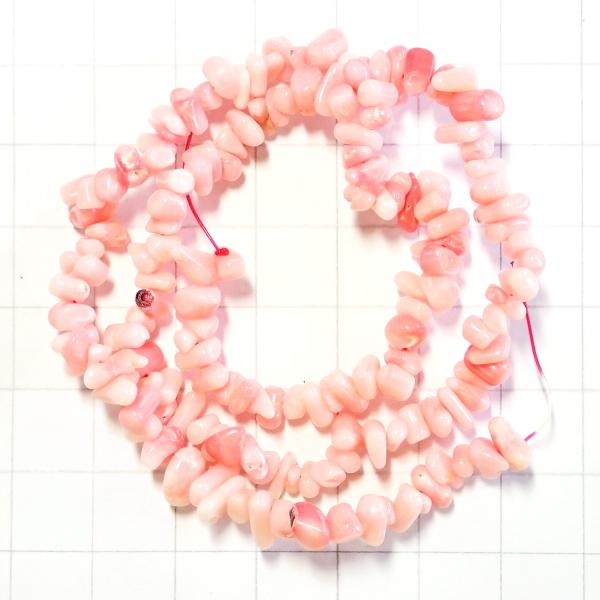 5080-《天然石　ちびころ》　コーラルピンク染　約３９cm/１本 | 