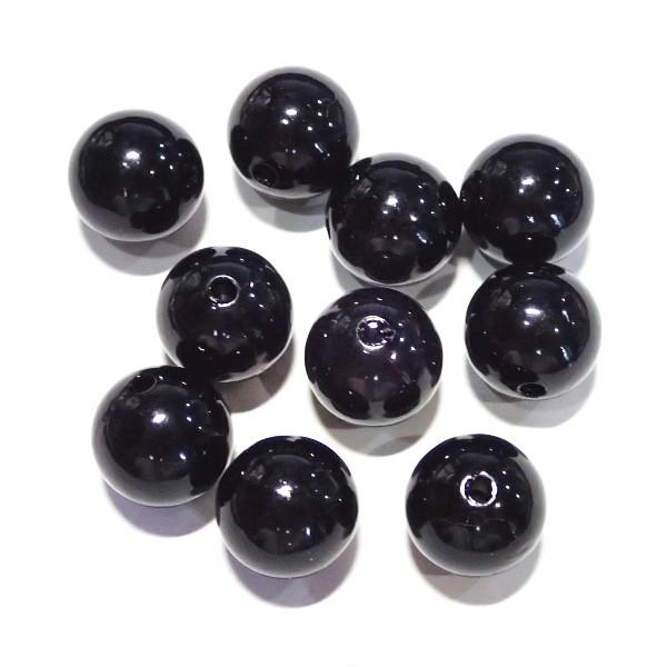 5082-『アクリル』　樹脂パール　ブラック　丸玉　１４mm　１０個/１パック | 