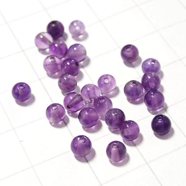5089-天然石 4mm丸玉 アメジストA 25粒 | 