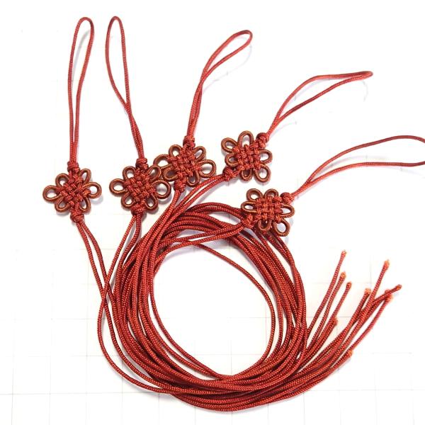 5113-《５０円均一》　中国結い紐　茶（処分品）全長約３２cm　５本/１パック | 