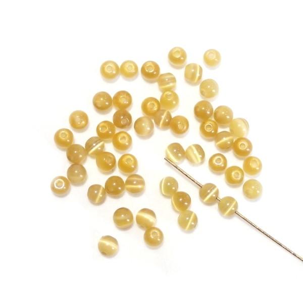5133-〔キャッツアイ〕　イエローブラウン　３mm　５０個/１パック | 