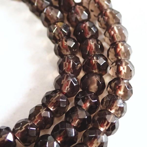 5145-《天然石　1連売り》　スモーキークオーツ　ロンデルカット　平均４x３mm　1本約４０cm |  | 02