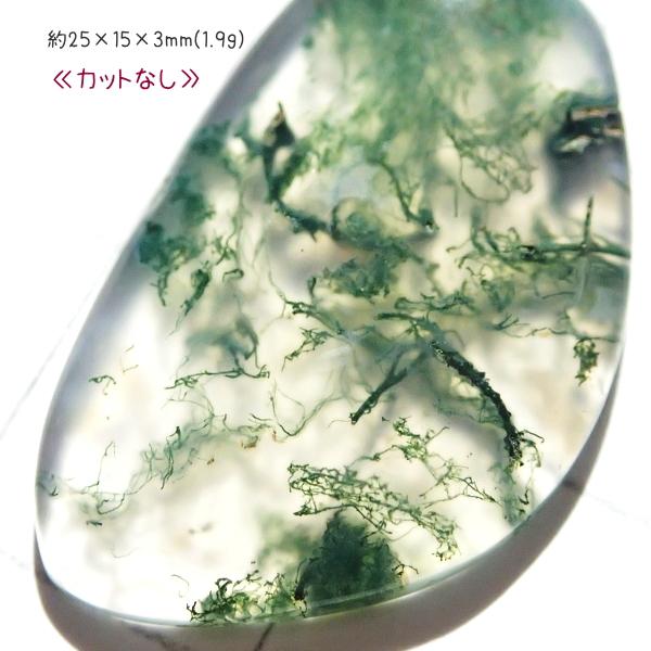 5179-『天然石ルース』　モスアゲート（ホール無）　約25ｘ15ｘ3mm（1.9ｇ）　１個 |  | 03
