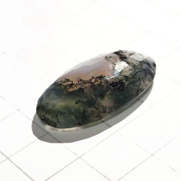 5188-『天然石ルース』　モスアゲート（ホール無）※カット有※　約30ｘ18ｘ7mm（4.8ｇ）　１個 |  | 02