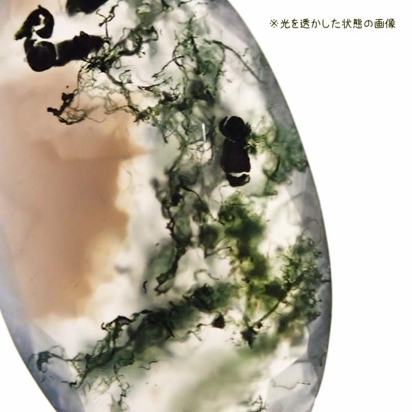 5188-『天然石ルース』　モスアゲート（ホール無）※カット有※　約30ｘ18ｘ7mm（4.8ｇ）　１個 |  | 03
