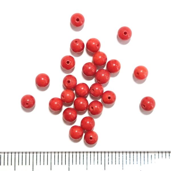 5193-天然石 4mm丸玉 竹珊瑚赤 25粒 |  | 01