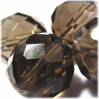 5210-天然石ビーズ 12mmカット丸玉 スモーキークオーツ 4粒 | 