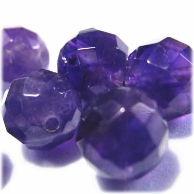 5213-天然石ビーズ 8mmカット丸玉 アメジスト 6粒 | 