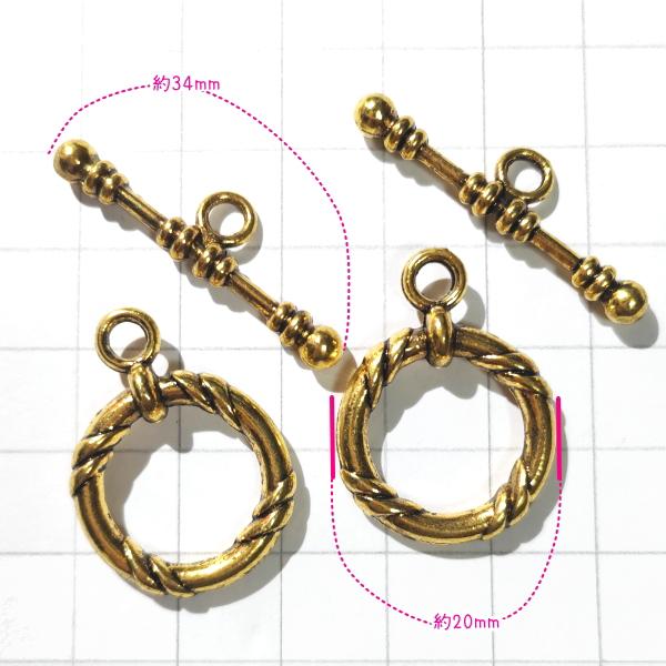 5215-《トグル》　アジアントグル　金色　バーの長さ３４mm　２ペア/１セット |  | 01