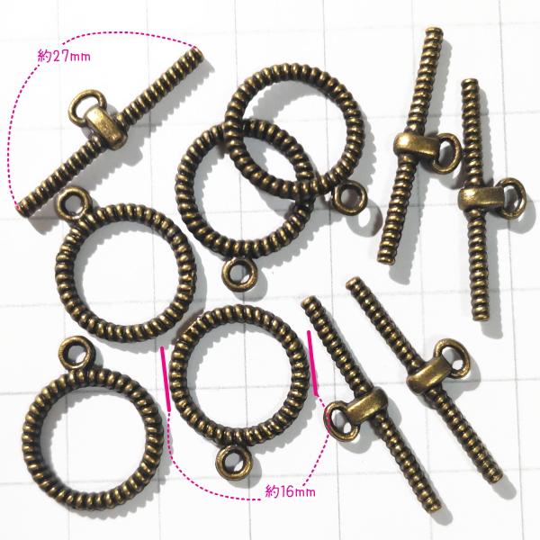5216-《トグル》　アジアントグル　真鍮古美　バーの長さ２７mm　５ペア/１セット |  | 01