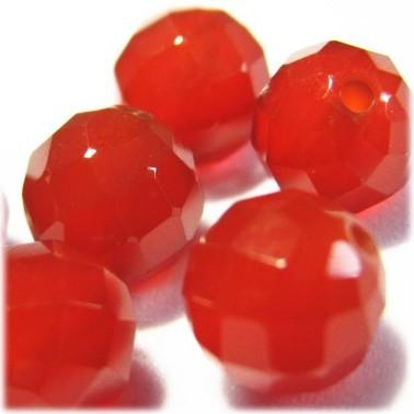 5218-天然石ビーズ 8mmカット丸玉 レッドアゲート 6粒 | 