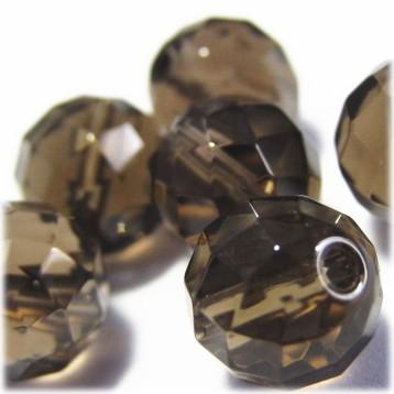 5219-天然石ビーズ 8mmカット丸玉 スモーキークオーツ 6粒 | 