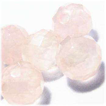 5220-天然石ビーズ 8mmカット丸玉 ローズクオーツ 6粒 | 