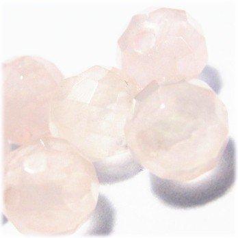 5228-天然石 ビーズ 6mmカット丸玉 ローズクオーツ 6粒 | 