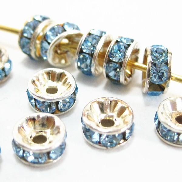 5244-swarovski　＃5820　ロンデル　アクアマリン/シルバー　５mm　１個 | 