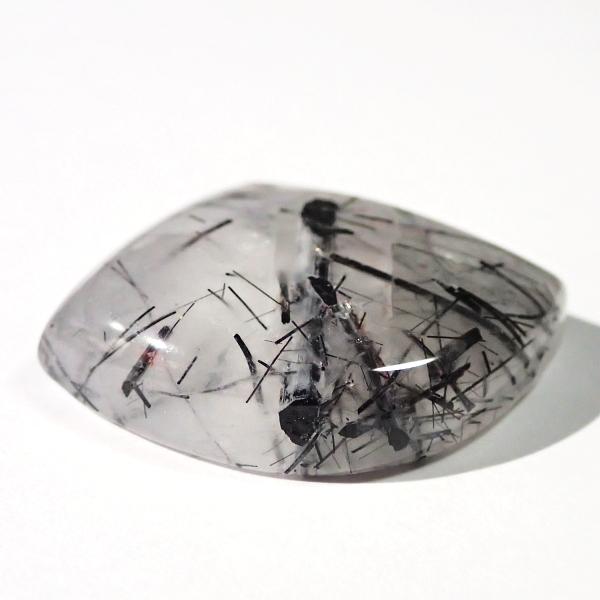 5258-『天然石ルース』　ブラックトルマリン クォーツ（ホール無）　約２４ｘ２２ｘ８ｍｍ（７.７ｇ）　１個 |  | 01
