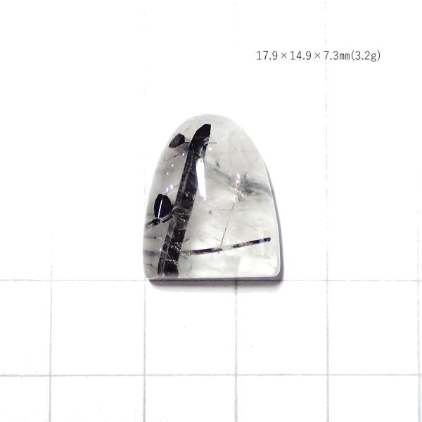 5264-『天然石ルース』　ブラックトルマリン クォーツ（ホール無）　約１８ｘ１５ｘ７ｍｍ（3.2ｇ）　１個 | 