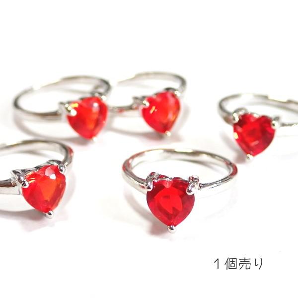5294-ジルコニア　ドールリング（大）　レッド　ハート　外径１３mm　１個 | 