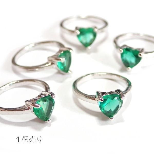 5320-ジルコニア　ドールリング（大）　グリーン　ハート　外径１３mm　１個 | 