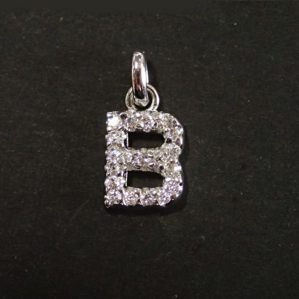 5346-ジルコニア　アルファベット（Ｂ）　クリア　銀色　１０．８ｘ８．８mm　１個 | 