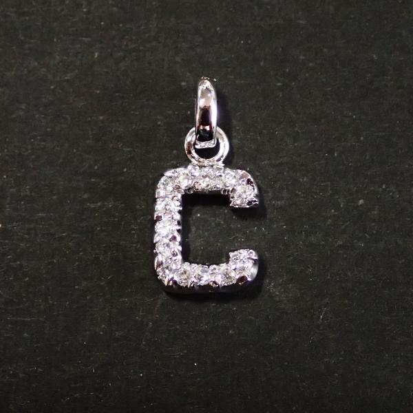5347-ジルコニア　アルファベット（Ｃ）　クリア　銀色　１０．７ｘ９mm　１個 | 