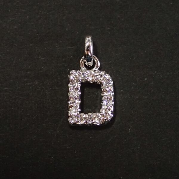 5349-ジルコニア　アルファベット（Ｄ）　クリア　銀色　１０．７ｘ９mm　１個 | 