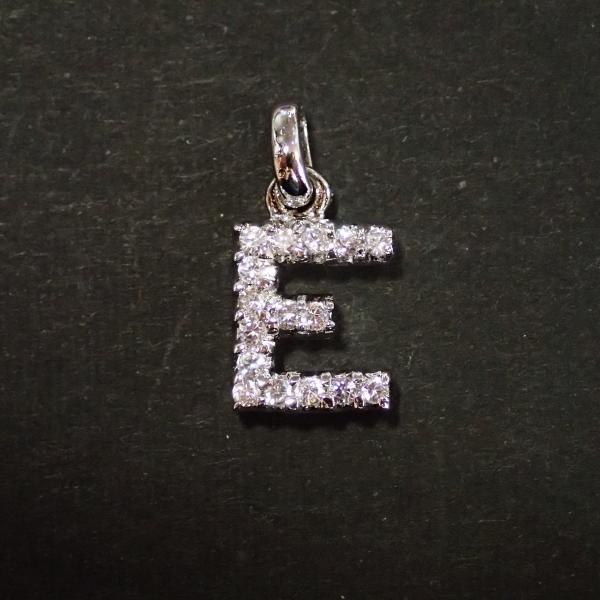 5350-ジルコニア　アルファベット（Ｅ）　クリア　銀色　１１ｘ９mm　１個 | 