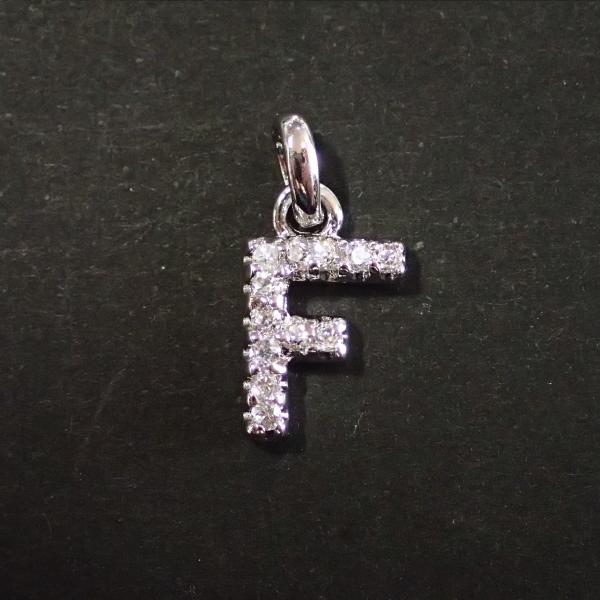 5351-ジルコニア　アルファベット（Ｆ）　クリア　銀色　１０．８ｘ８．８mm　１個 | 
