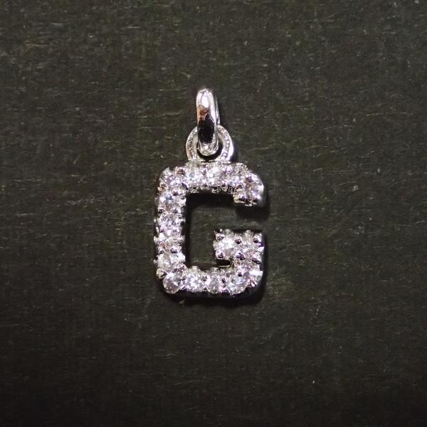 5352-ジルコニア　アルファベット（Ｇ）　クリア　銀色　１０．８ｘ９mm　１個 | 