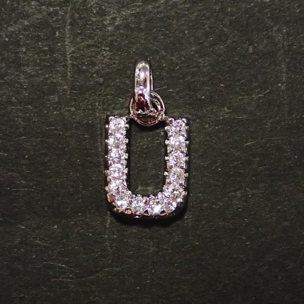 5366-ジルコニア　アルファベット（Ｕ）　クリア　銀色　１０．７ｘ９mm　１個 | 