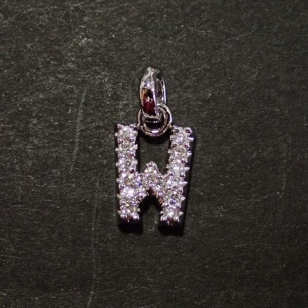 5368-ジルコニア　アルファベット（Ｗ）　クリア　銀色　１０．８ｘ８．８mm　１個 | 