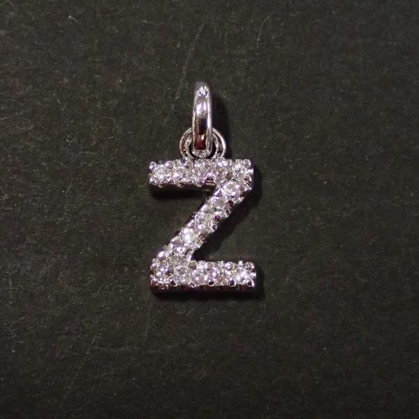 5371-ジルコニア　アルファベット（Ｚ）　クリア　銀色　１０．７ｘ８．７mm　１個 | 