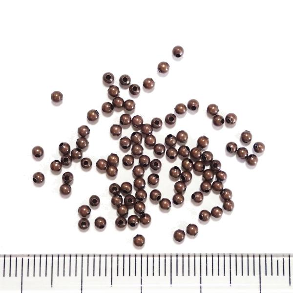 5516-【基本パーツ】メタルビーズ　銅古美　２mm丸玉　約１００個/１パック | 