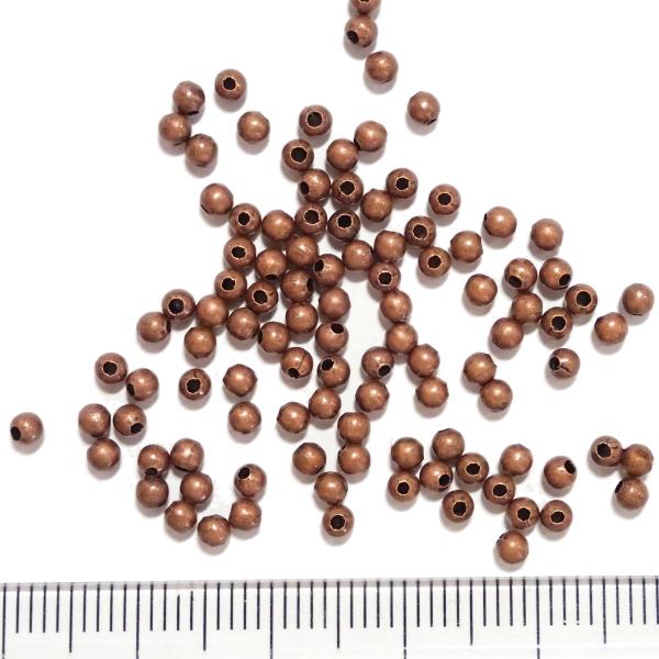 5518-【基本パーツ】メタルビーズ　銅古美　２．５mm丸玉　約１００個/１パック | 