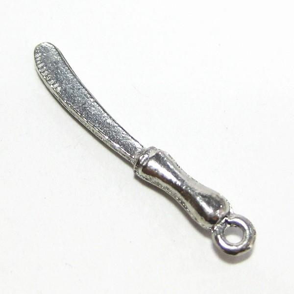 5544-【ＮＹピューター】　バターナイフ　チャーム　銀古美　２３mm　５個/１セット | 