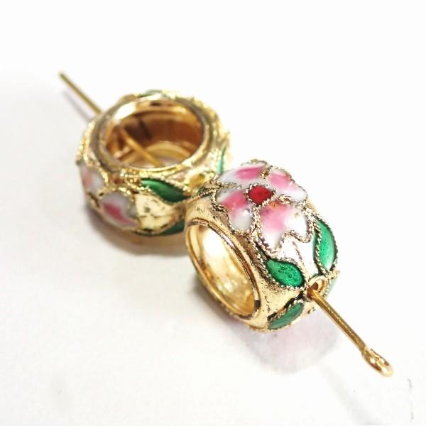 5564-〈七宝ビーズ〉　リング　金色　１５mm　２個/１パック | 