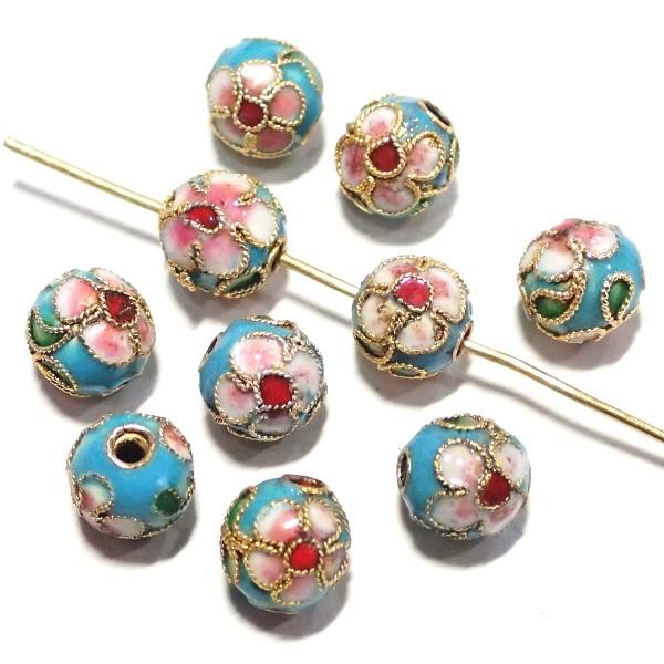 5625-〈七宝ビーズ〉　丸玉　空色　８mm　１０個/１パック | 