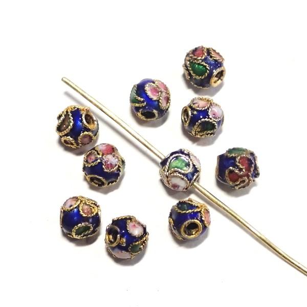 5630-〈七宝ビーズ〉　丸玉　紺色　６mm　１０個/１パック | 