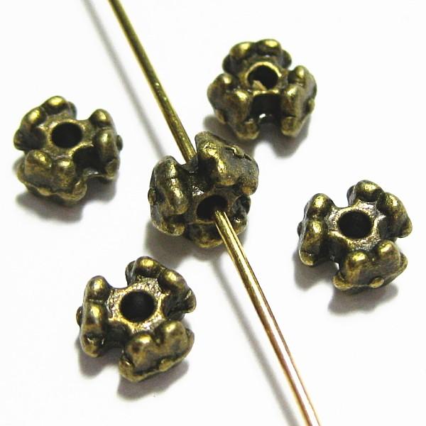 5641-《メタルチャーム・パーツ》　ビーズ　真鍮古美　６x４mm　約５０個/１セット | 