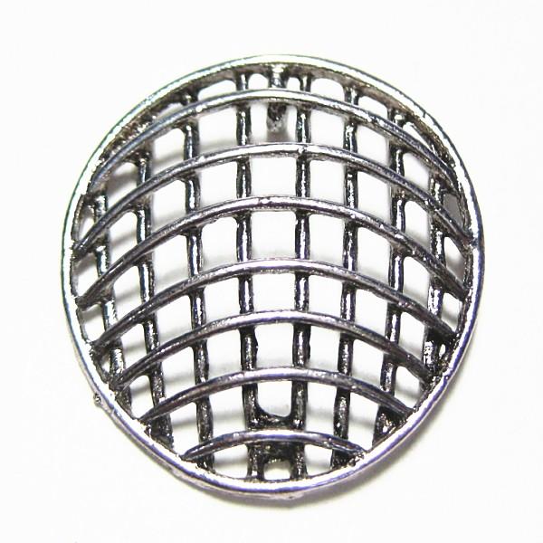 5722-《メタルチャーム・パーツ》　メッシュ　銀古美　２５ｘ２３mm　１０個/１セット | 